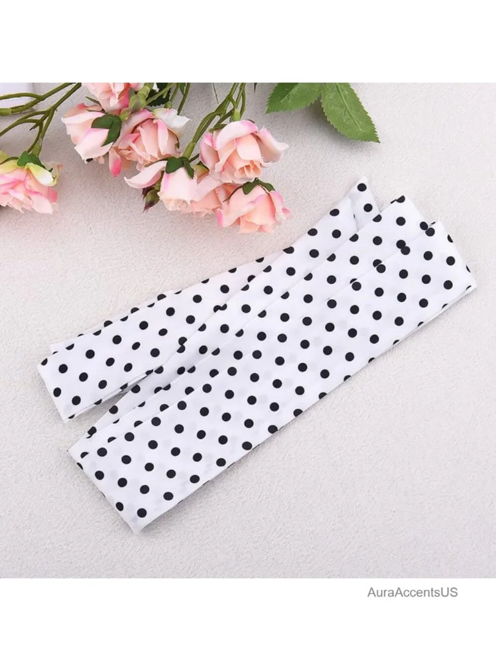 Extra Long Polka Dot Scarf - Silk Satin Skinny Neck Scarf 55 Inch